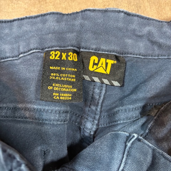 CAT Double Knee Navy Blue Carpenter Workwear Straight Leg Cargo Pants - Picture 3 of 5